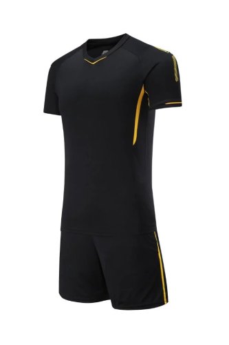 #306 Black Adult Soccer Training Uniform Jersey and Shorts with pocket