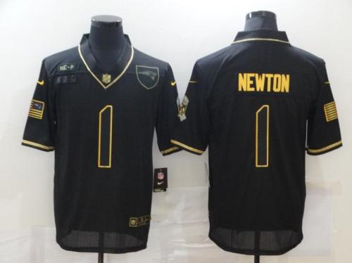 Patriots 1 Cam Newton Black Gold 2020 Salute To Service Limited Jersey