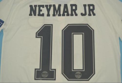 with UCL Patch Retro Jersey 2018-2019 PSG NEYMAR JR Away White Soccer Jersey Vintage Football Shirt