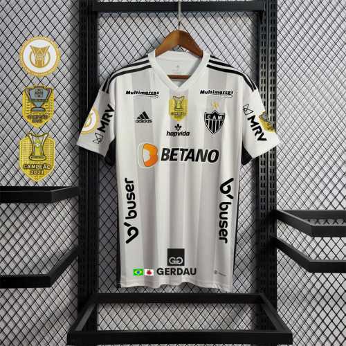 with all sponsors + patch Fans Version 2022-2023 Atletico Mineiro Away White Soccer Jersey