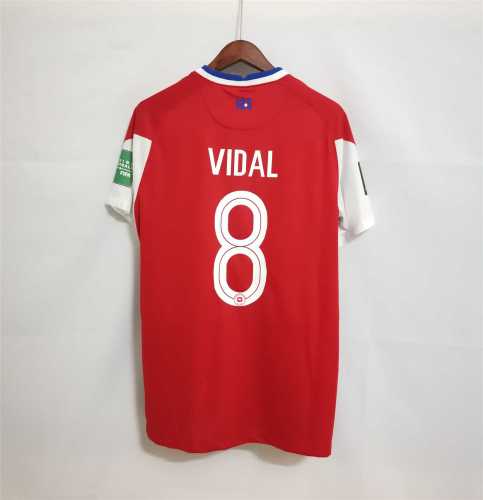 with Qualifiers Patch Fans Version 2020 Chile VIDAL 8 Home Soccer Jersey