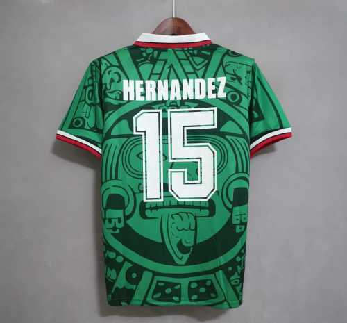 Retro Jersey 1998 Mexico HERNANDEZ 15 Home Soccer Jersey