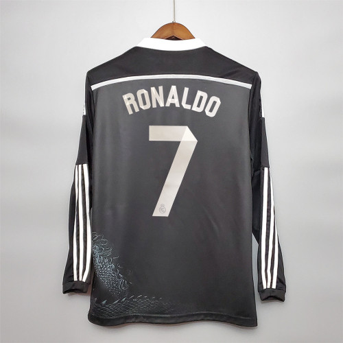 Retro Jersey Long Sleeve 2014-2015 Real Madrid RONALDO 7 Third Away Black Soccer Jersey