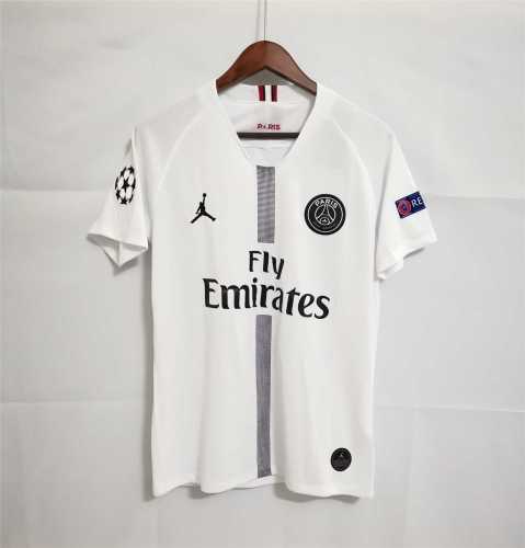 with UCL Patch Retro Jersey 2018-2019 PSG MBAPPE 7 Away White Soccer Jersey