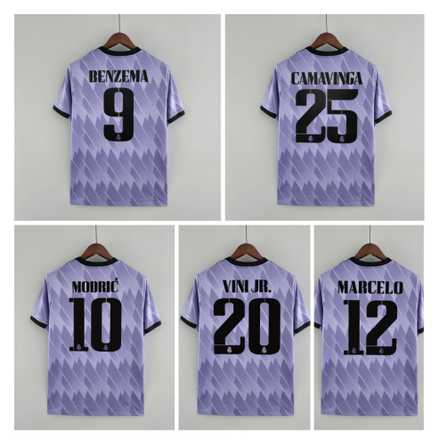 Fan version 22-23 9 BENZEMA 10 MODRIĆ 12 MARCELO Away Purple Jerseys