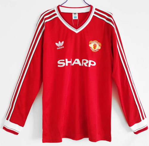 Retro Jersey 1986 Manchester United  Red long sleeves Soccer Jersey