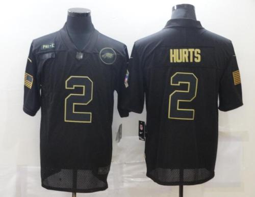 Philadelphia Eagles 2 HURTS Black 2020 Salute To Service Limited Jersey