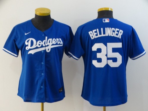 Women Los Angeles Dodgers 35 BELLINGER Blue 2020 Cool Base Jersey