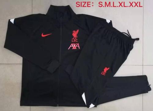 A411# 2122 Liverpool Black 1/4 Tracksuit Soccer Jersey and Long Pants