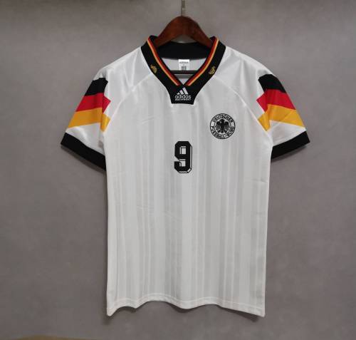 Retro Jersey 1992 Germany 9 VOLLER Home Soccer Jersey Vintage Football Shirt