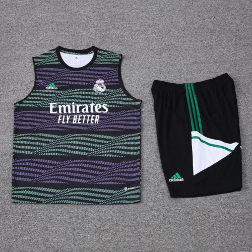 Adult Uniform 2023-2024 Real Madrid Green Soccer Training Vest and Shorts