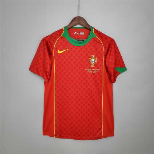 with Front Lettering Retro Jersey Portugal 2004 Home Red  Soccer Jersey