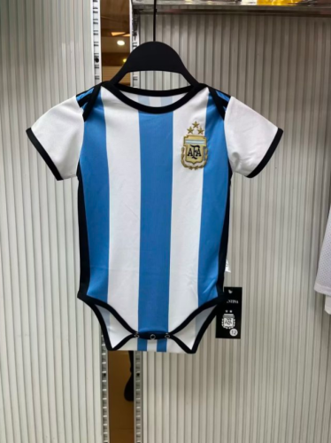 with 3 Stars baby cloth 2022 World Cup Argentina Home Soccer Jersey baby Onesies