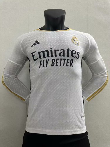 Long Sleeve Player Version 2023-2024 Real Madrid Home Soccer Jersey