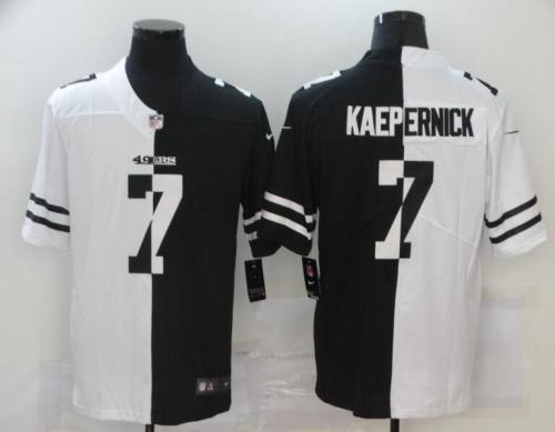 San Francisco 49ers 7 KAEPERNICK Black And White Split Vapor Untouchable Limited Jersey