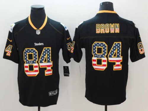 Pittsburgh Steelers #84 BROWN Black with Colorful Letters  NFL Jersey