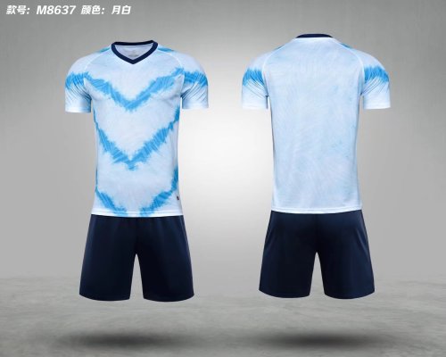 M8637 White Blank Soccer Training Jersey Shorts
