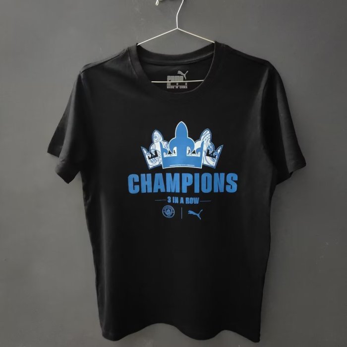 2023-2024 Manchester City Black Champions T-shirt