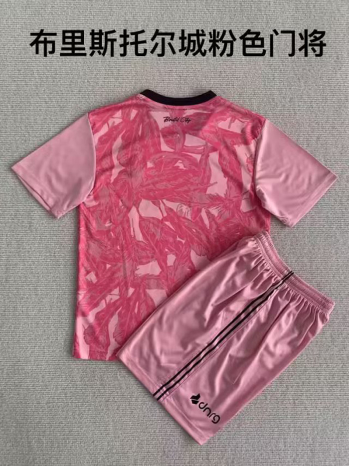 Adult Uniform 2023-2024 Bristol City Pink Goalkeeper Soccer Jersey Shorts