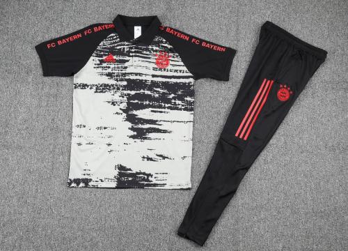 Bayern Black/White Polo Soccer Jersey and Long Pants