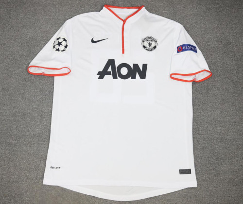 with UCL Patch Retro Jersey 2012-2013 Manchester United Away White Soccer Jersey