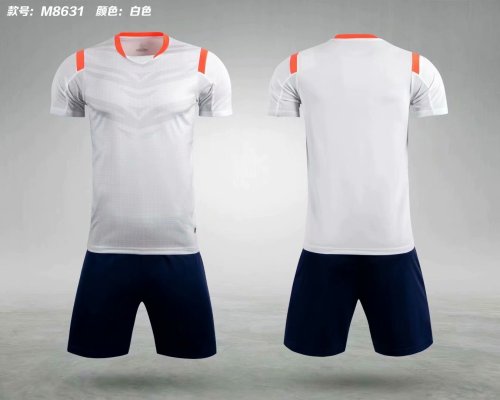 M8631 White Tracking Suit Adult Uniform Soccer Jersey Shorts