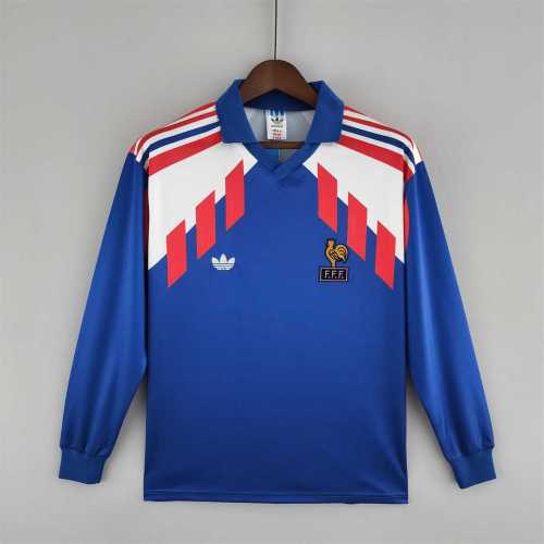Retro Jersey Long Sleeve 1988-1990 France Home Soccer Jersey