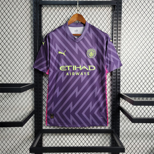 Fans Version 2023-2024 Manchester City Purple Goalkeeper Soccer Jersey