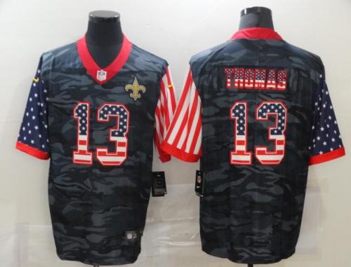New Orleans Saints 13 THOMAS Black Camo USA Flag Limited Jersey