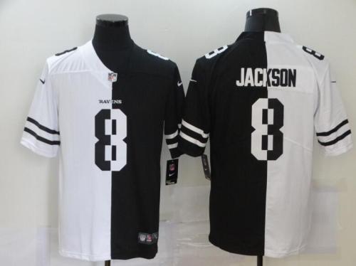 Ravens 8 Lamar Jackson Black And White Split Vapor Untouchable Limited Jersey