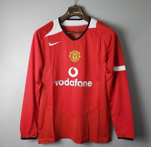 Retro Jersey Long Sleeve 2005-2006 Manchester United Home Red Soccer Jersey