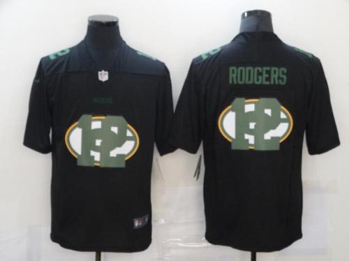 Packers 12 Aaron Rodgers Black Shadow Logo Limited Jersey