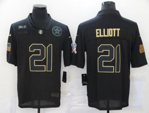Dallas Cowboys 21 Ezekiel Elliott Black 2020 Salute To Service Limited Jersey