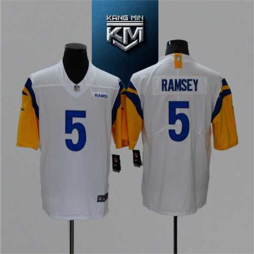 2021 Rams 5 RAMSEY WHITE NFL Jersey S-XXL BLUE Font