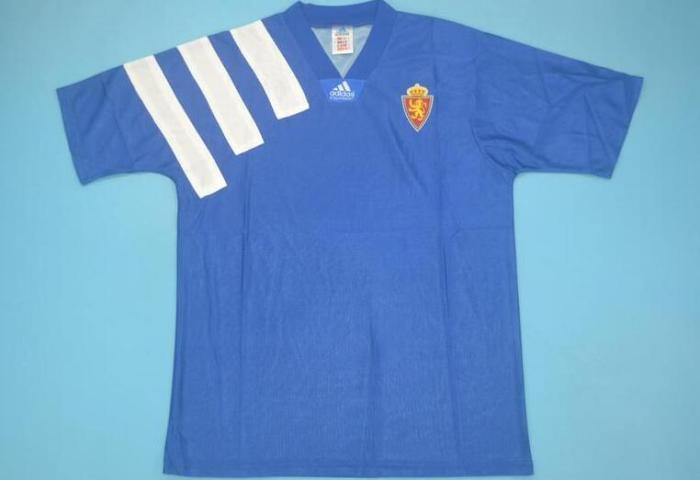 Retro Jersey 1992-1993 Real Zaragoza Away Blue Soccer Jersey Vintage Camisetas de Futbol