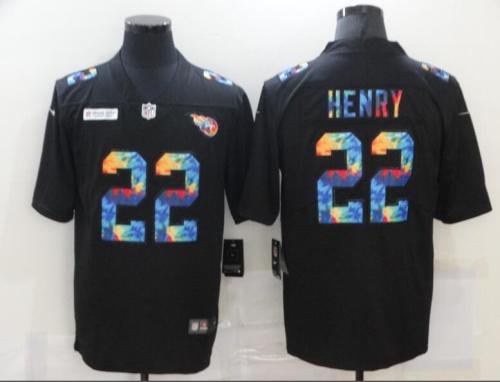 Tennessee Titans 22 HENRY Black Vapor Untouchable Rainbow Limited Jersey