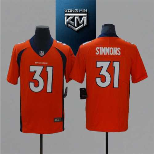 2021 Broncos 31 SIMMONS Orange NFL Jersey S-XXL White Font