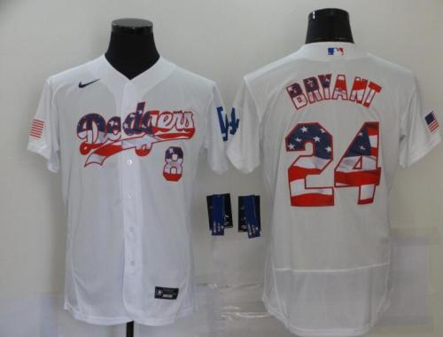 Los Angeles Dodgers 35 BELLINGER White USA Flag Flexbase Jersey