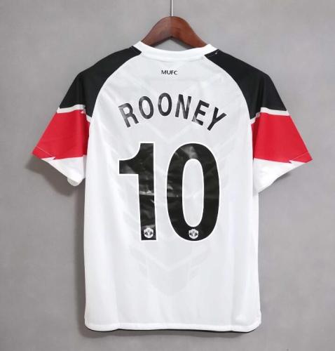 Retro Jersey 2010-2011 Manchester United in the Champions League  Away White ROONEY 10 Soccer Jersey