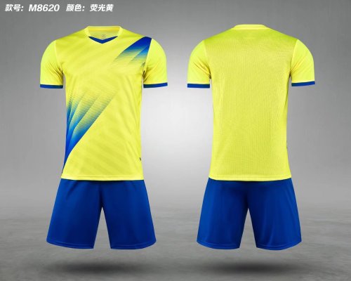 M8620 Yellow Blank Soccer Training Jersey Shorts DIY Cutoms Uniform