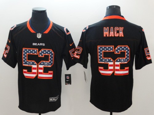 Chicago Bears #52 MACK Black with National Flag Letter NFL Jersey