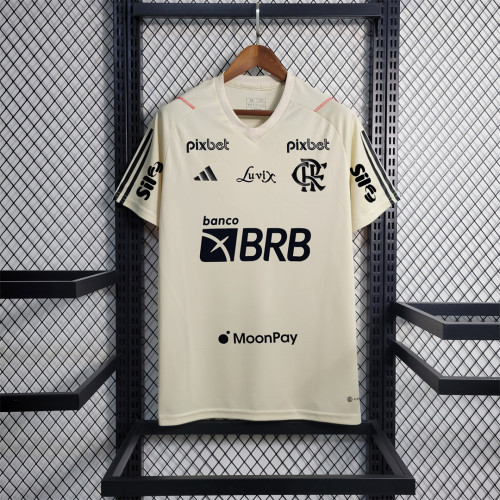 with All Sponor Logos Fans Version 2023-2024 Flamengo Off-white Soccer Training Jersey