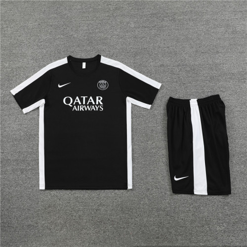 Adult Uniform 2023-2024 PSG Black Soccer Training Jersey and Shorts