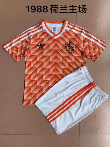Youth Uniform Retro Jersey 1988 Netherlands Home Soccer Jersey Shorts