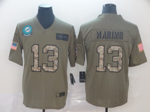 Miami Dolphins 13 Dan Marino 2019 Olive Camo Salute To Service Limited Jersey