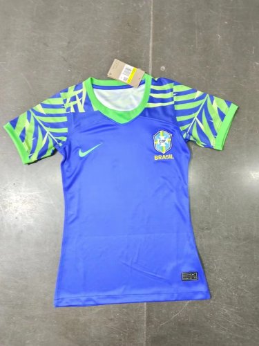 Women 2023 Brazil World Cup Away Blue Soccer Jersey Lady Brasil Shirt