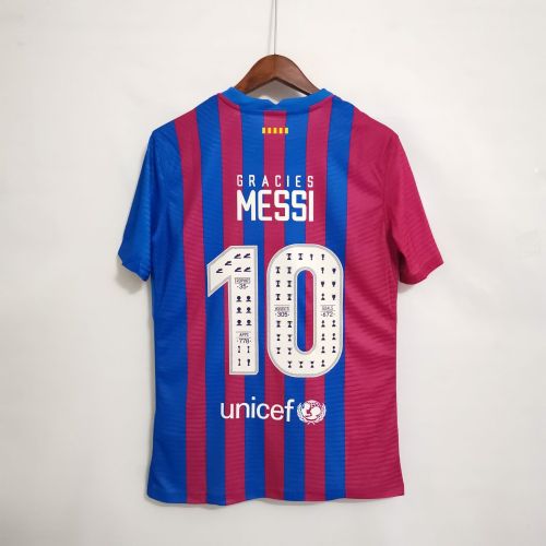 with Speciall Lettering Fans Version 2021-2022 Barcelona MESSI 10 Home Soccer Jersey