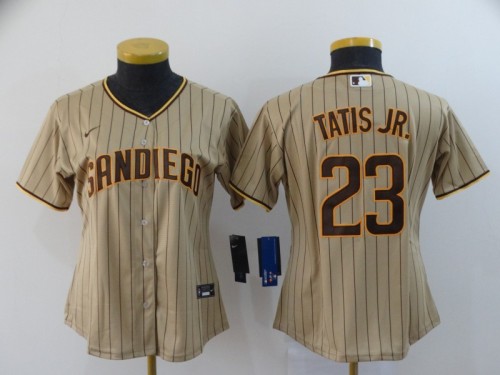 Women San Diego Padres 23 TATIS JR. Gold 2020 Cool Base Jersey