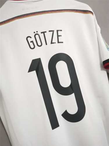 with Front Patch+World Cup Patch Retro Jersey 2014 Germany GOTZE 19 Home Soccer Jersey