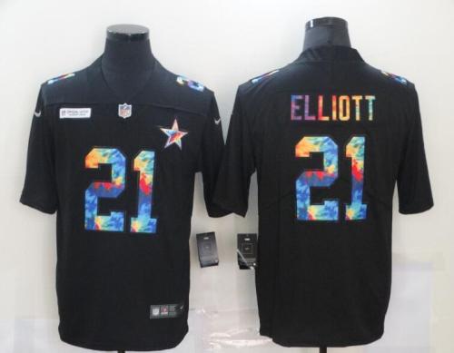 Dallas Cowboys 21 ELLIOTT Black Vapor Untouchable Rainbow Limited Jersey